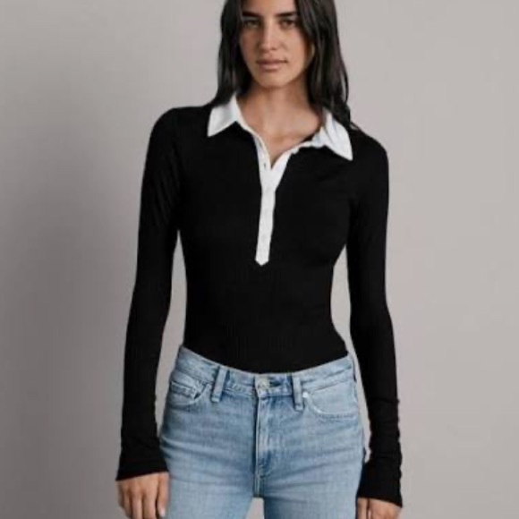 rag & bone Tops - Rag & Bone Women's Black and White Knit Polo